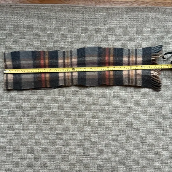 Vintage 100% Wool Plaid Scarf made in Ireland Browns and Tans - Picture 5 of 8